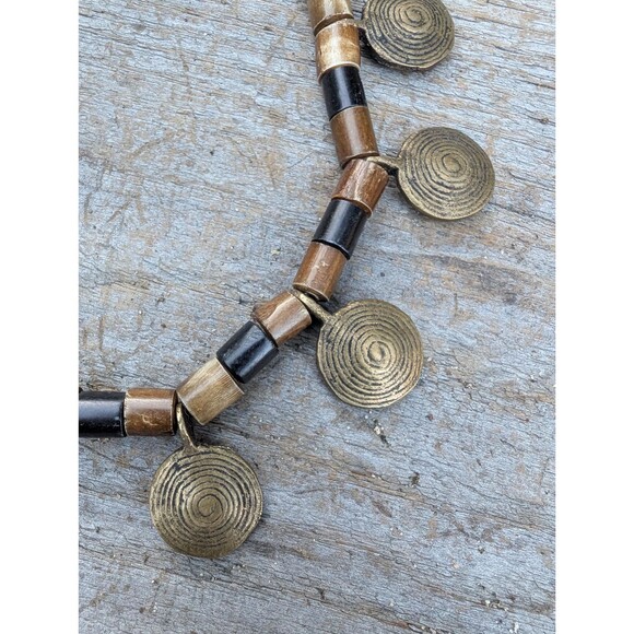Vintage Brass Tribal Necklace: Beaded Ethnic Necklace - Picture 7 of 11